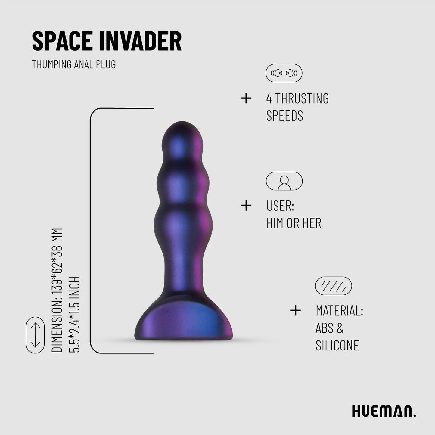 Hueman Space Invader Vibrating Butt Plug