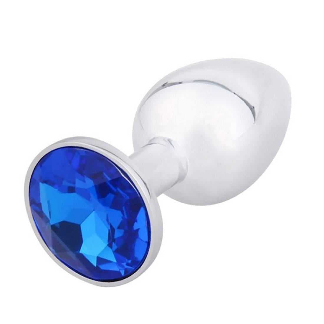 BuzzPinky Beginner Metal Jewelled Anal Plug Small Blue BuzzPinky