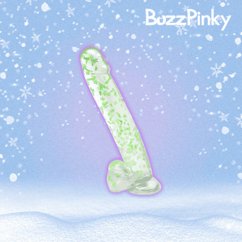 Clear Realistic Dildo Glow in the Dark Christmas Glitter 10 Inch BuzzPinky