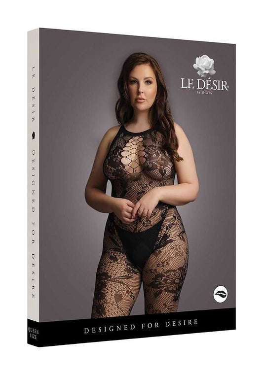 Criss Cross Neck Bodystocking Plus Size le desir