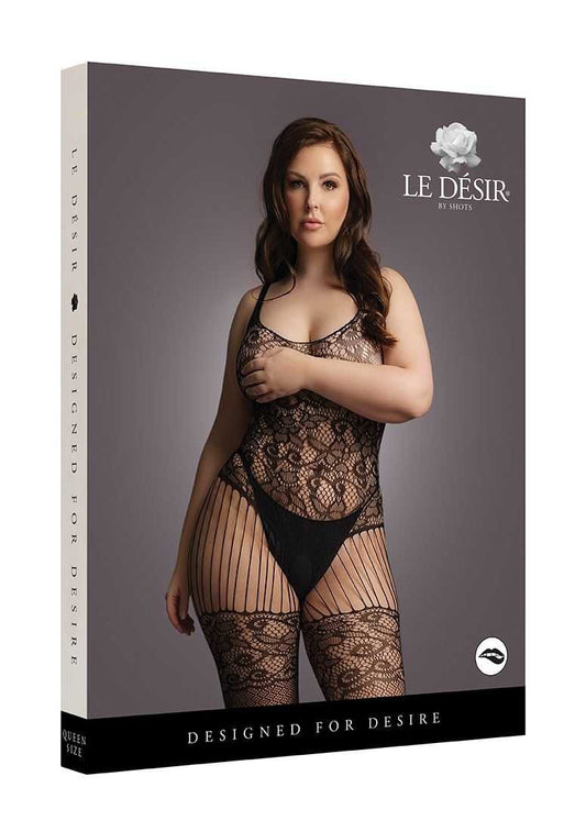 Lace and Fishnet Bodystocking Plus Size le desir