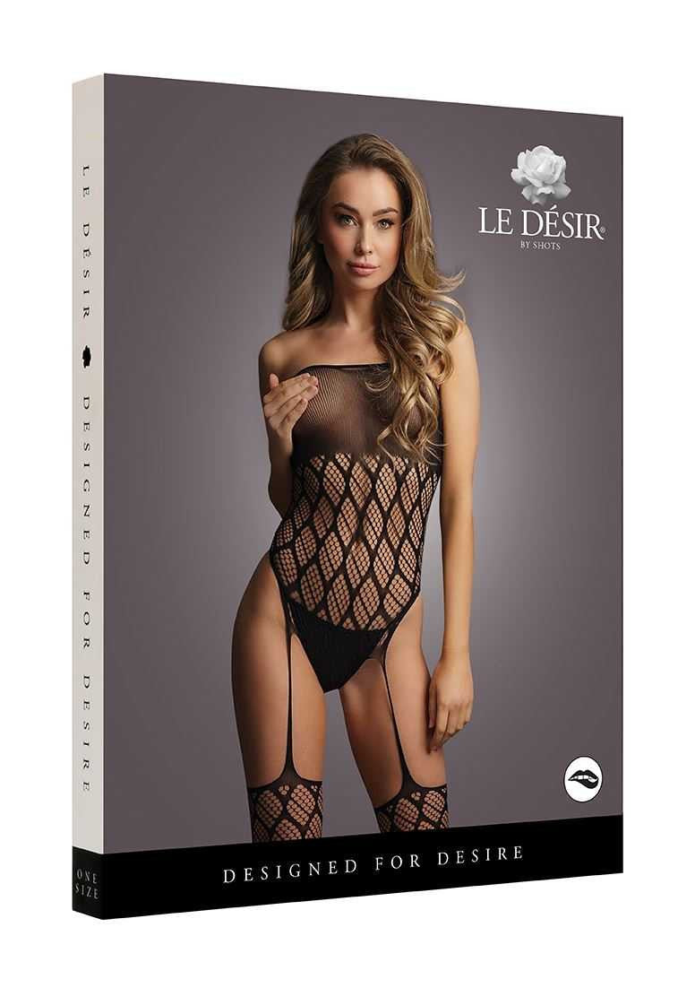 Strapless, Crotchless Teddy with Stockings One Size le desir