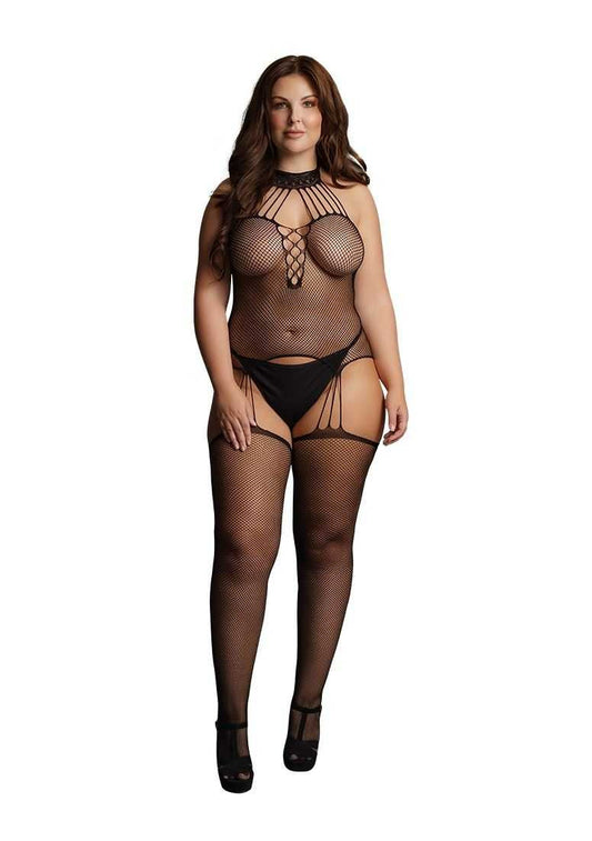Suspender Fishnet Choker Bodystocking Plus Size le desir