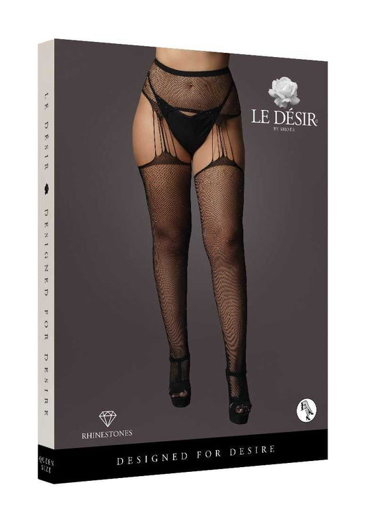 Suspender Rhinestone Pantyhose Plus Size le desir