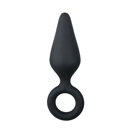 Easytoys Black Buttplugs With Pull Ring (Medium)