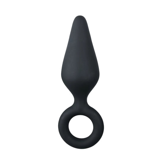 Easytoys Black Buttplugs With Pull Ring (Medium)
