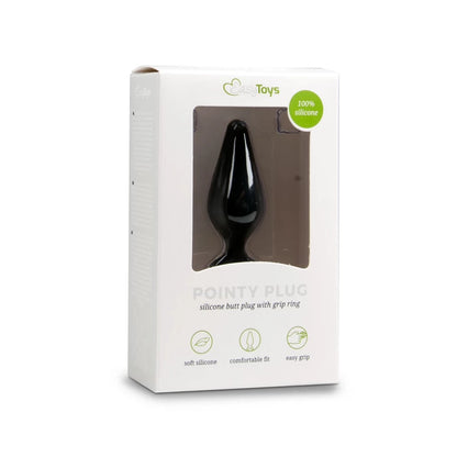 Easytoys Black Buttplugs With Pull Ring (Medium)