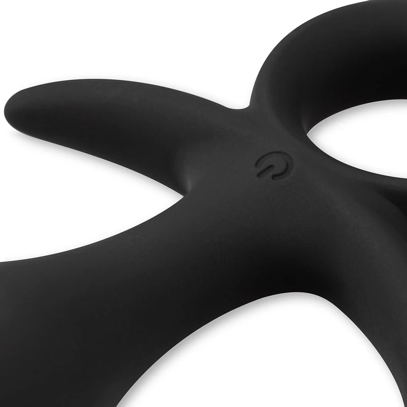 Black silicone ring with a unique design on a white background