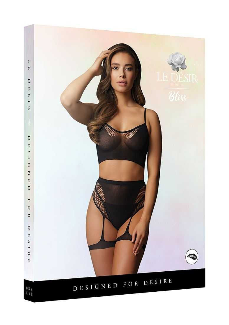 2-Piece Bra Set with Garters One Size le desir