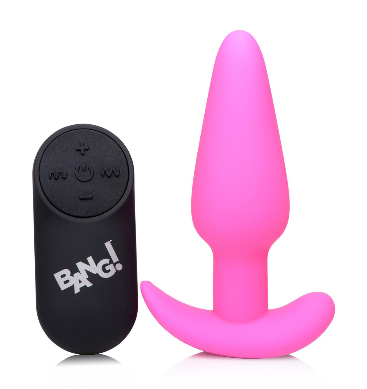 21X Vibrating Silicone Butt Plug w/ Remote Control - Pink