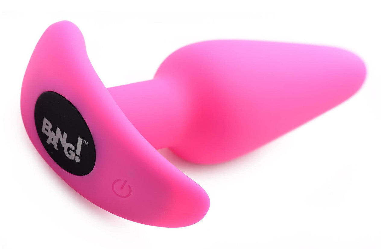 21X Vibrating Silicone Butt Plug w/ Remote Control - Pink