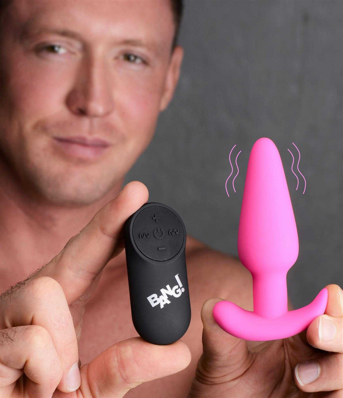 21X Vibrating Silicone Butt Plug w/ Remote Control - Pink