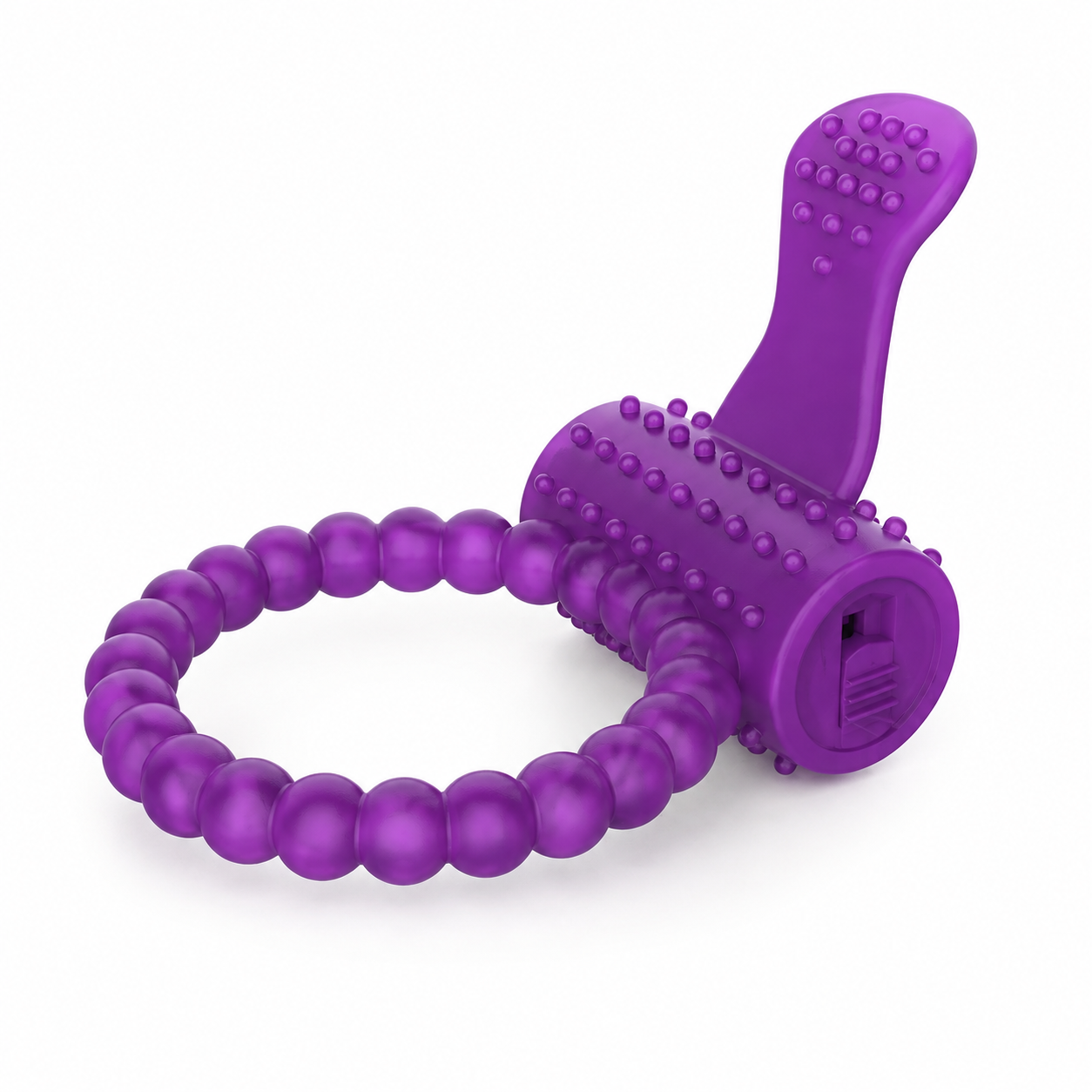 Beaded Vibrating C Ring with Clitoral Stimulator (Pink & Purple)