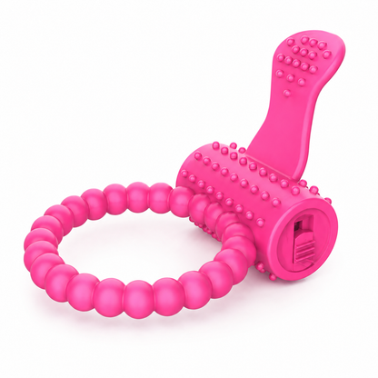 Beaded Vibrating C Ring with Clitoral Stimulator (Pink & Purple)
