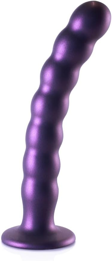 Ouch Beaded Silicone G-Spot Dildo Metallic (Pink / Purple Or Blue)