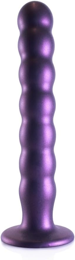 Ouch Beaded Silicone G-Spot Dildo Metallic (Pink / Purple Or Blue)