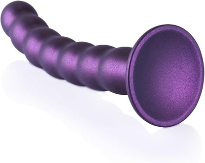 Ouch Beaded Silicone G-Spot Dildo Metallic (Pink / Purple Or Blue)