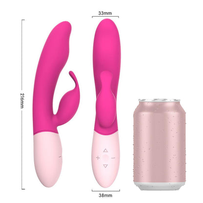Rabbit Vibrator – BuzzPinky Classic Buzz Bunny, Cerise Dual Stimulator Dimensions