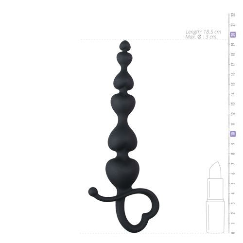 Easytoys Anal Collection Black Anal Beads Heart Handle