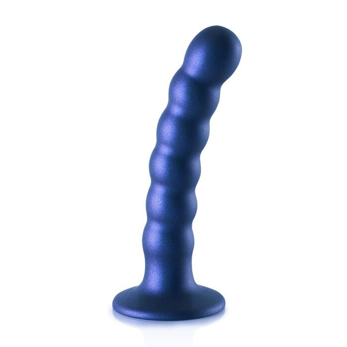 Ouch Beaded Silicone G-Spot Dildo Metallic (Pink / Purple Or Blue)