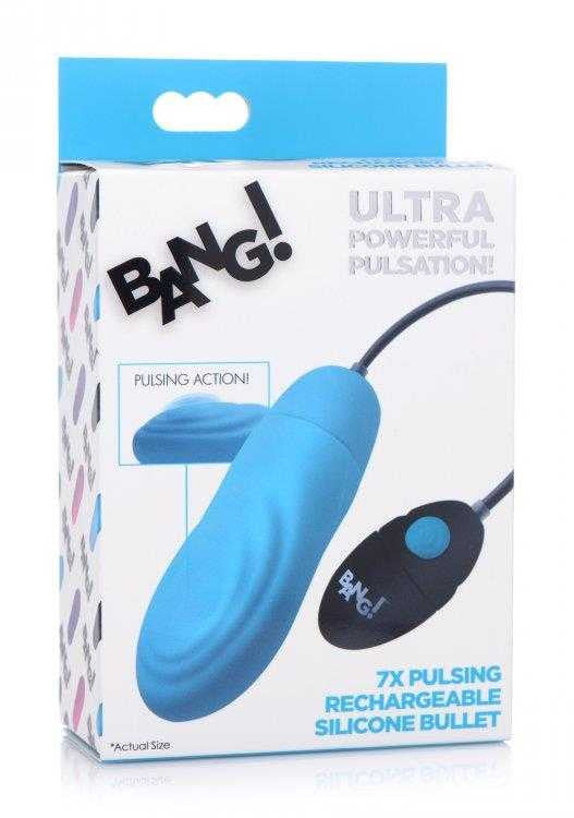 7X Pulsing Rechargeable Silicone Bullet - Blue