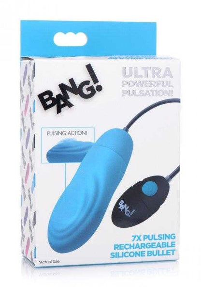 7X Pulsing Rechargeable Silicone Bullet - Blue