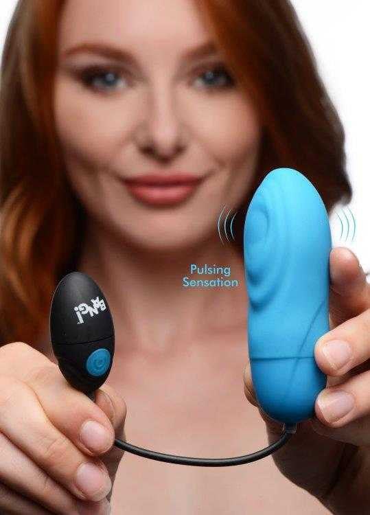 7X Pulsing Rechargeable Silicone Bullet - Blue