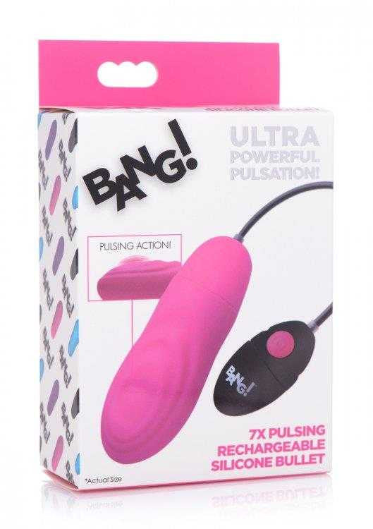 7X Pulsing Rechargeable Silicone Bullet - Pink xr brands