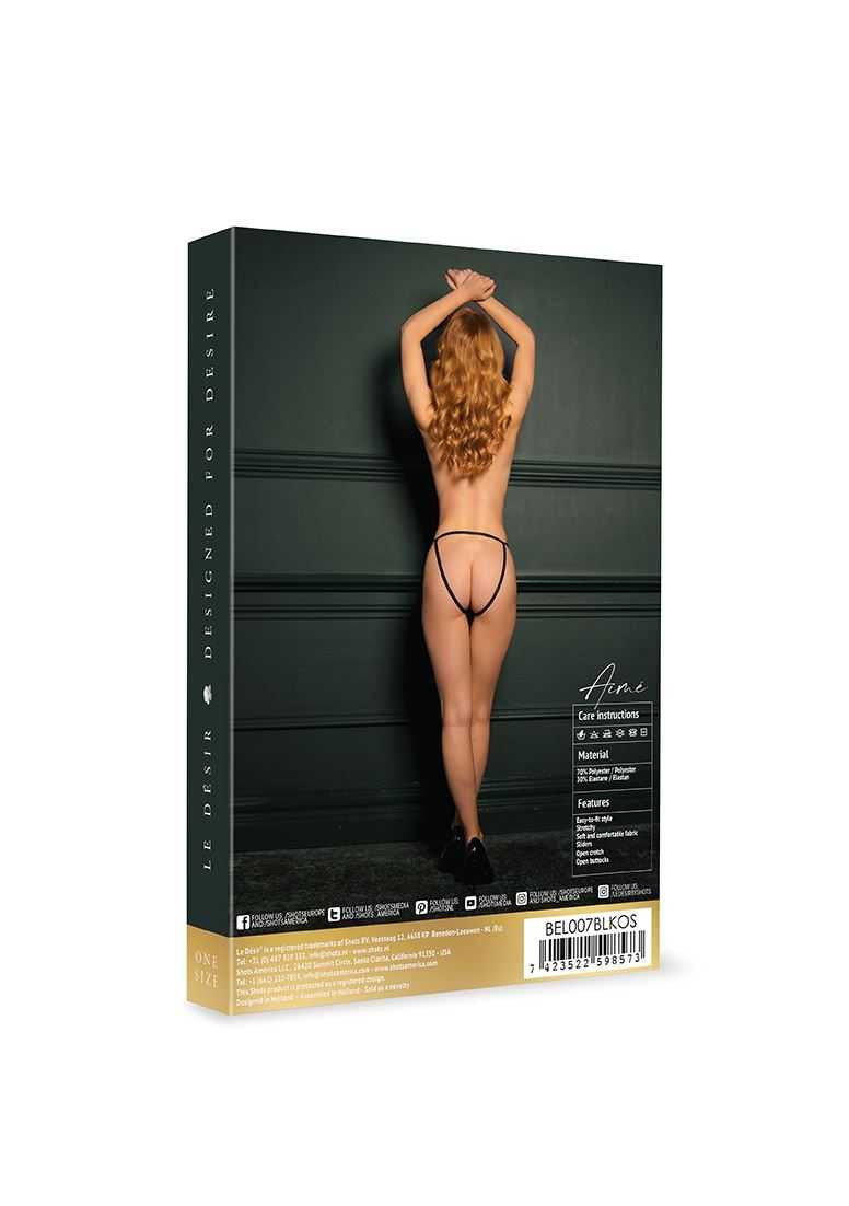 Aimé Brief with Open Crotch and Buttock, Adjustable Slider and Golden Details One Size le desir