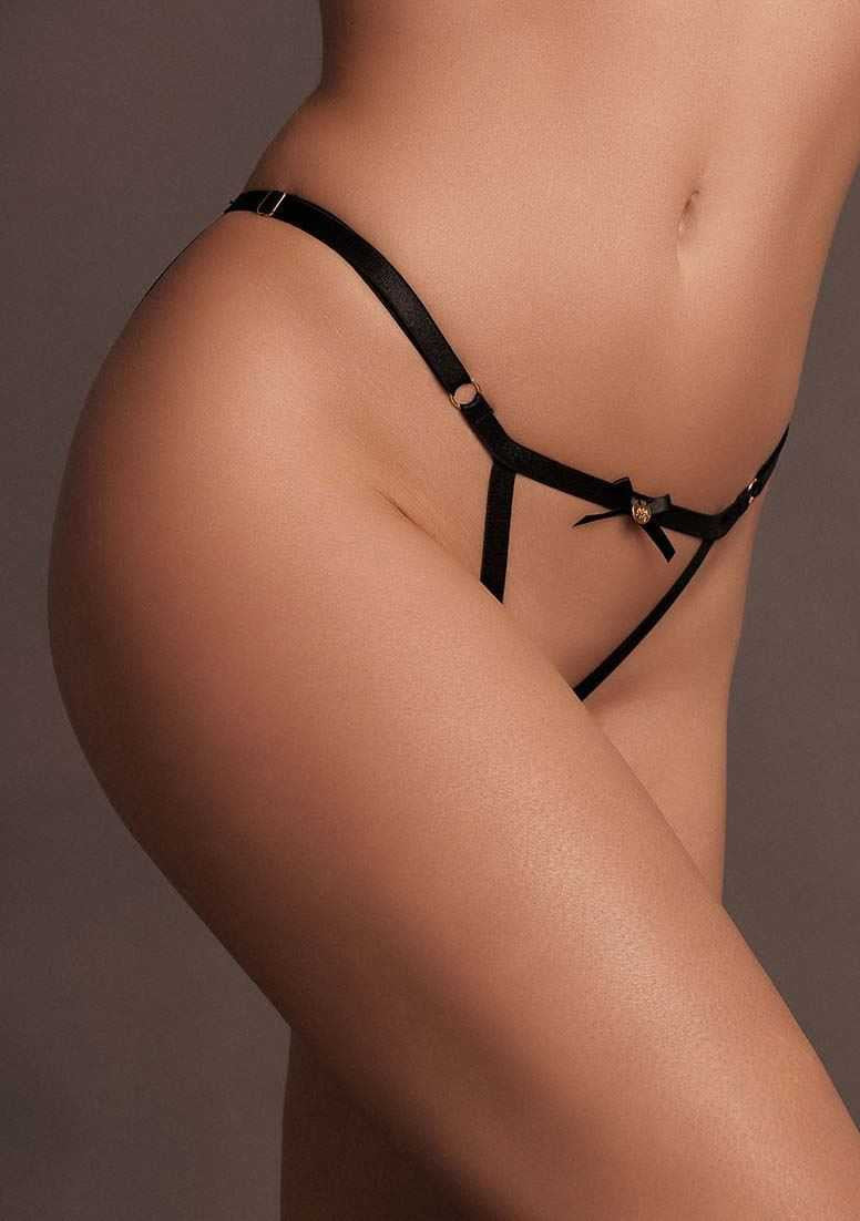 Aimé Brief with Open Crotch and Buttock, Adjustable Slider and Golden Details One Size le desir