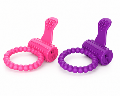 Beaded Vibrating C Ring with Clitoral Stimulator (Pink & Purple)