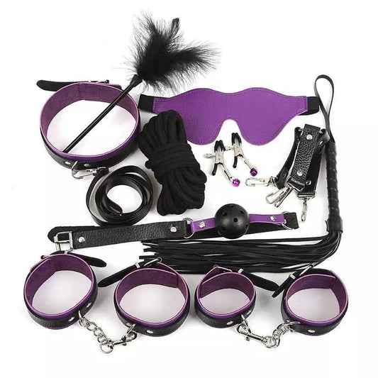 BuzzPinky 10 Piece Bondage Kit Black & Purple BuzzPinky