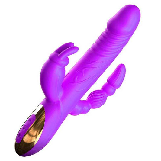 BuzzPinky 3-in-1 Pleasure Rabbit: G-Spot, Clitoral, and Anal Vibrator Purple BuzzPinky