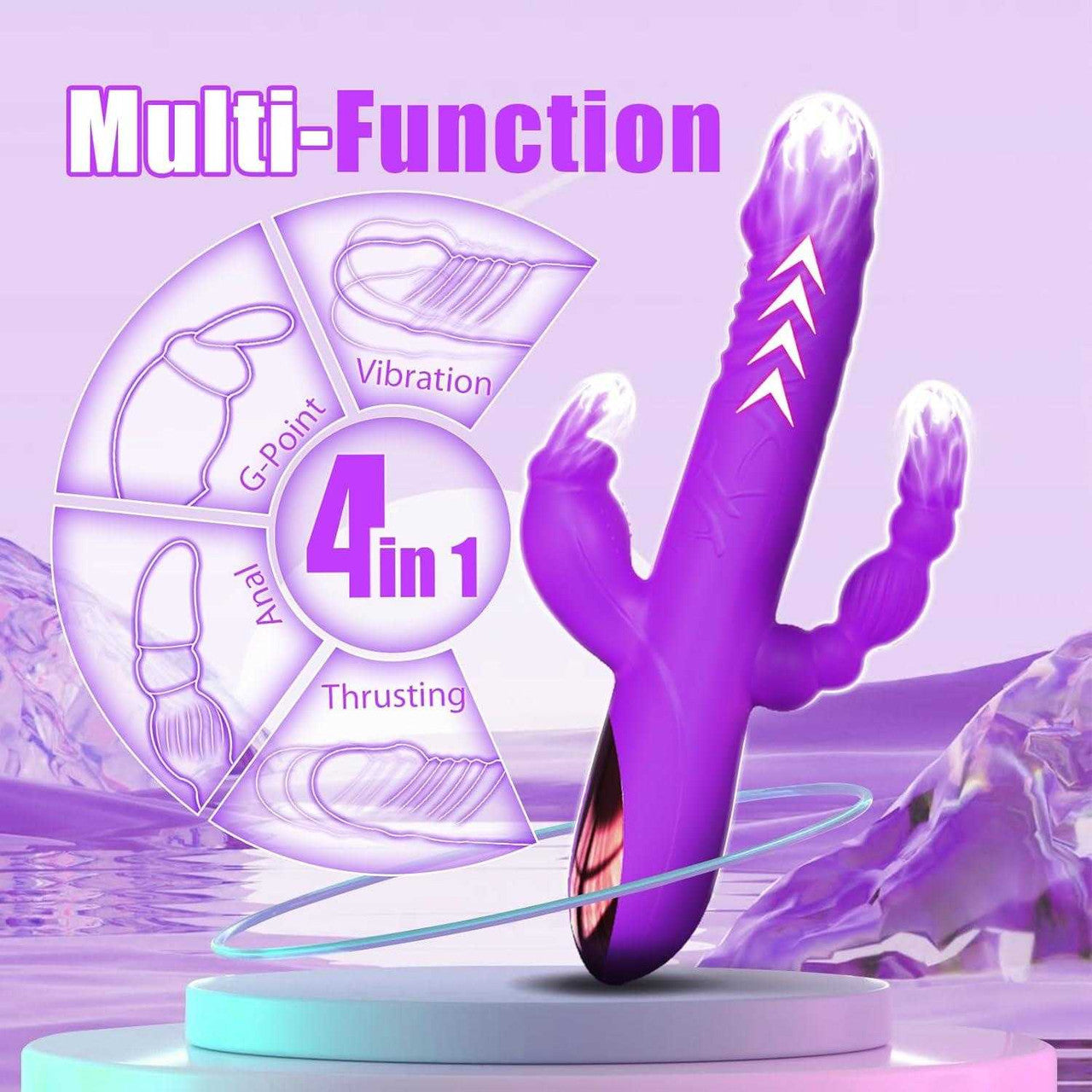 BuzzPinky 3-in-1 Pleasure Rabbit: G-Spot, Clitoral, and Anal Vibrator Purple BuzzPinky