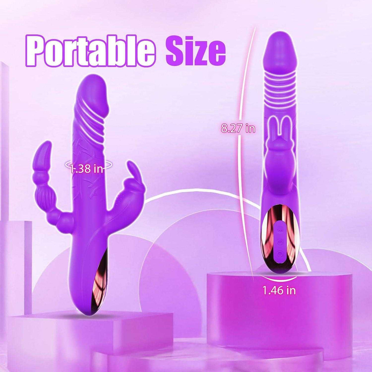BuzzPinky 3-in-1 Pleasure Rabbit: G-Spot, Clitoral, and Anal Vibrator Purple BuzzPinky