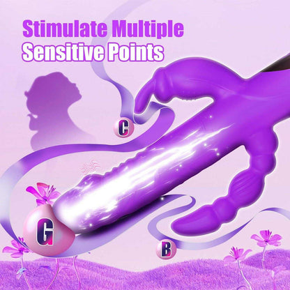 BuzzPinky 3-in-1 Pleasure Rabbit: G-Spot, Clitoral, and Anal Vibrator Purple BuzzPinky