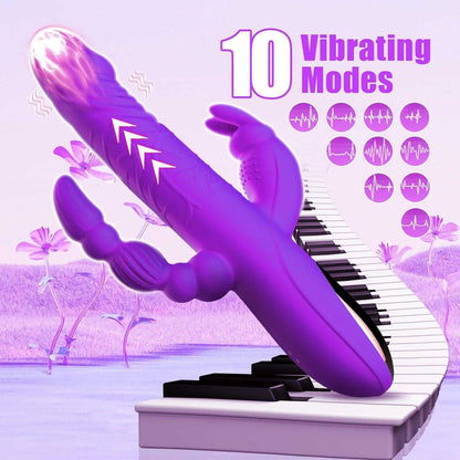 BuzzPinky 3-in-1 Pleasure Rabbit: G-Spot, Clitoral, and Anal Vibrator Purple BuzzPinky