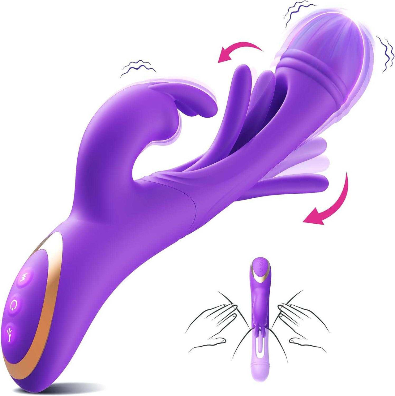 BuzzPinky Aurora Flapper: 3-in-1 Vibrator BuzzPinky