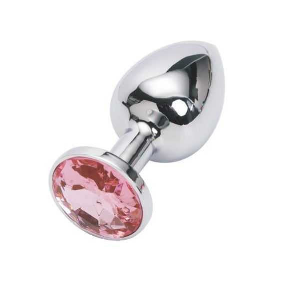 BuzzPinky Beginner Metal Jewelled Anal Plug Large Pink BuzzPinky