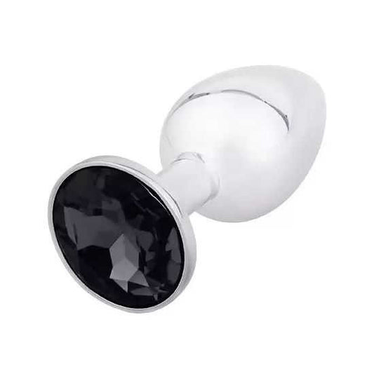 BuzzPinky Beginner Metal Jewelled Anal Plug Small Black BuzzPinky
