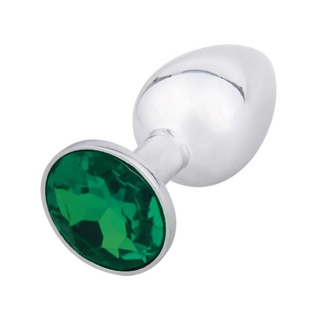 BuzzPinky Beginner Metal Jewelled Anal Plug Small Green BuzzPinky
