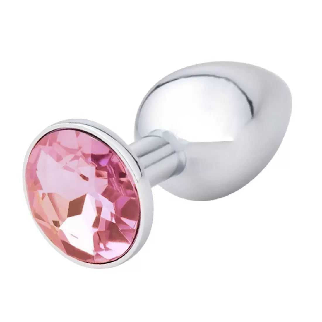 BuzzPinky Beginner Metal Jewelled Anal Plug Small Pink BuzzPinky