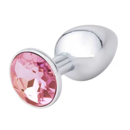 BuzzPinky Beginner Metal Jewelled Anal Plug Small Pink BuzzPinky