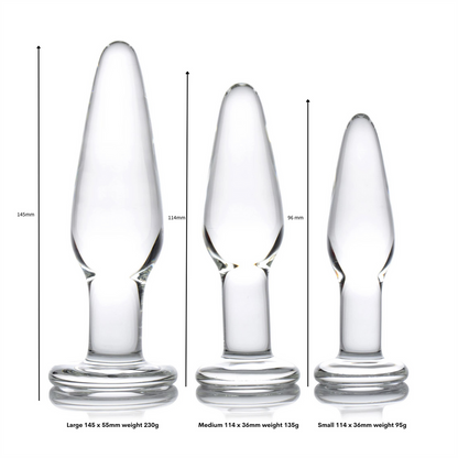 BuzzPinky Classic 3 Piece Glass Anal Plug Set BuzzPinky