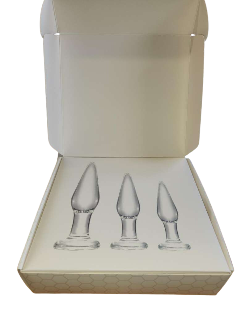 BuzzPinky Classic 3 Piece Glass Anal Plug Set BuzzPinky