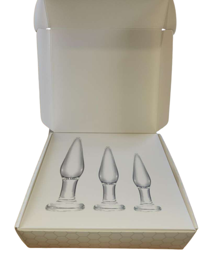BuzzPinky Classic 3 Piece Glass Anal Plug Set BuzzPinky