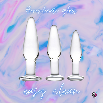 BuzzPinky Classic 3 Piece Glass Anal Plug Set BuzzPinky