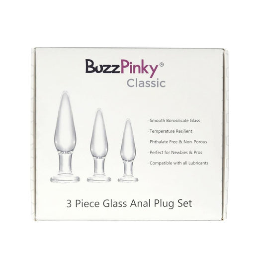 BuzzPinky Classic 3 Piece Glass Anal Plug Set BuzzPinky
