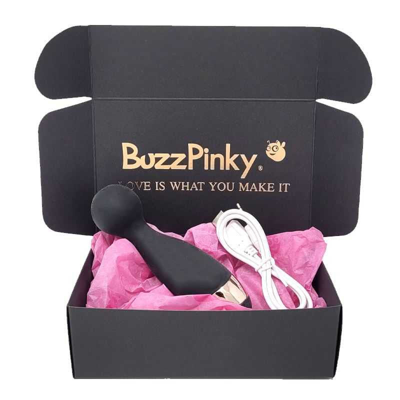 BuzzPinky Mini Wand Massager USB Rechargeable Black BuzzPinky