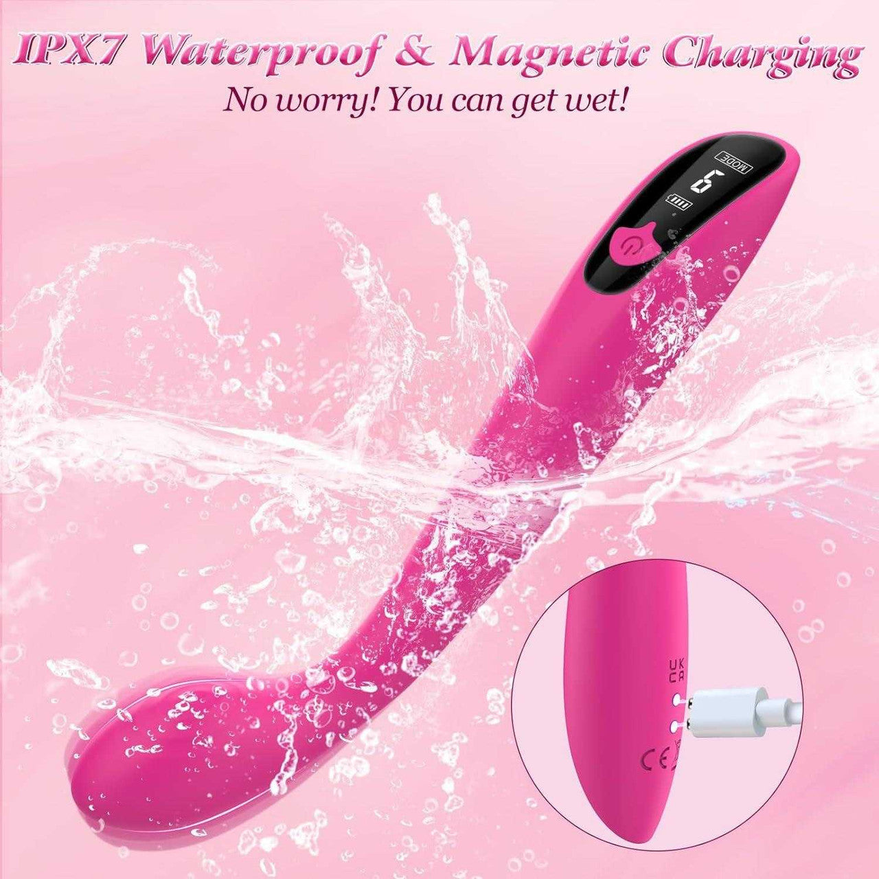 BuzzPinky Sensuelle Curve: G-Spot Precision Wand Vibrator with Digital Display BuzzPinky